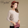 Itens mais vendidos Deep Round Neck White Color Sweater de lã Design para menina